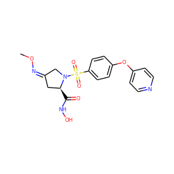 CO/N=C1/C[C@H](C(=O)NO)N(S(=O)(=O)c2ccc(Oc3ccncc3)cc2)C1 ZINC000003923933