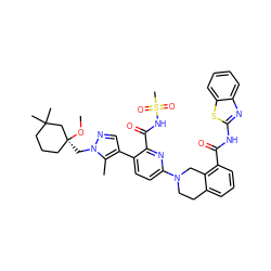 CO[C@@]1(Cn2ncc(-c3ccc(N4CCc5cccc(C(=O)Nc6nc7ccccc7s6)c5C4)nc3C(=O)NS(C)(=O)=O)c2C)CCCC(C)(C)C1 ZINC000223800597