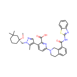 CO[C@@]1(Cn2ncc(-c3ccc(N4CCc5cccc(C(=O)Nc6nc7ccccc7s6)c5C4)nc3C(=O)O)c2C)CCCC(C)(C)C1 ZINC000223837303