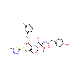 CO[C@@]1(NC(=O)Cc2ccc(O)cc2)C(=O)N2C(C(=O)OCc3cccc(C)c3)=C(CSc3nnc(C)s3)CO[C@@H]21 ZINC000026404287