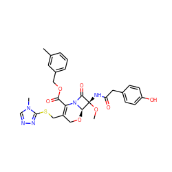 CO[C@@]1(NC(=O)Cc2ccc(O)cc2)C(=O)N2C(C(=O)OCc3cccc(C)c3)=C(CSc3nncn3C)CO[C@@H]21 ZINC000026399987