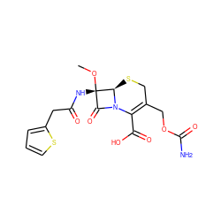 CO[C@@]1(NC(=O)Cc2cccs2)C(=O)N2C(C(=O)O)=C(COC(N)=O)CS[C@@H]21 ZINC000003830449