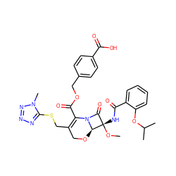 CO[C@@]1(NC(=O)c2ccccc2OC(C)C)C(=O)N2C(C(=O)OCc3ccc(C(=O)O)cc3)=C(CSc3nnnn3C)CO[C@@H]21 ZINC000026487164