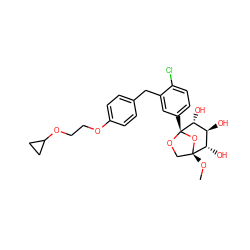 CO[C@@]12CO[C@@](c3ccc(Cl)c(Cc4ccc(OCCOC5CC5)cc4)c3)(O1)[C@H](O)[C@@H](O)[C@@H]2O ZINC001772648527