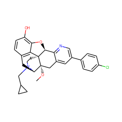 CO[C@@]12Cc3cc(-c4ccc(Cl)cc4)cnc3[C@@H]3Oc4c(O)ccc5c4[C@@]31CCN(CC1CC1)[C@@H]2C5 ZINC000095579284