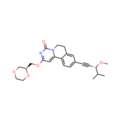 CO[C@@H](C#Cc1ccc2c(c1)CCn1c-2cc(OC[C@@H]2COCCO2)nc1=O)C(C)C ZINC000143008674