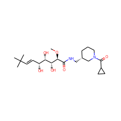 CO[C@@H](C(=O)NC[C@@H]1CCCN(C(=O)C2CC2)C1)[C@H](O)[C@@H](O)[C@H](O)/C=C/C(C)(C)C ZINC000066166119