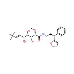 CO[C@@H](C(=O)NCC[C@@H](c1ccccc1)c1ccco1)[C@H](O)[C@@H](O)[C@H](O)/C=C/C(C)(C)C ZINC000095576253