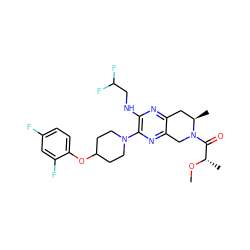 CO[C@@H](C)C(=O)N1Cc2nc(N3CCC(Oc4ccc(F)cc4F)CC3)c(NCC(F)F)nc2C[C@H]1C ZINC001772653108