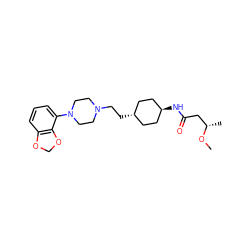 CO[C@@H](C)CC(=O)N[C@H]1CC[C@H](CCN2CCN(c3cccc4c3OCO4)CC2)CC1 ZINC000261136221