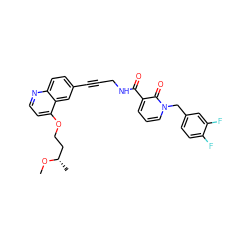 CO[C@@H](C)CCOc1ccnc2ccc(C#CCNC(=O)c3cccn(Cc4ccc(F)c(F)c4)c3=O)cc12 ZINC000096176216