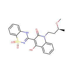 CO[C@@H](C)CCn1c(=O)c(C2=NS(=O)(=O)c3ccccc3N2)c(O)c2ccccc21 ZINC000101034847