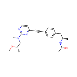 CO[C@@H](C)CN(C)c1nccc(C#Cc2ccc(C[C@@H](C)NC(C)=O)cc2)n1 ZINC000113414104