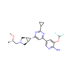 CO[C@@H](C)CN1C[C@H]2[C@@H](C1)[C@@H]2c1cc(-c2cnc(N)c(OC(F)F)c2)nc(C2CC2)n1 ZINC000653762219