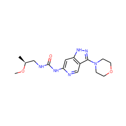 CO[C@@H](C)CNC(=O)Nc1cc2[nH]nc(N3CCOCC3)c2cn1 ZINC001772643753