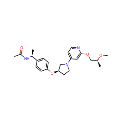 CO[C@@H](C)COc1cc(N2CC[C@@H](Oc3ccc([C@H](C)NC(C)=O)cc3)C2)ccn1 ZINC000169709813