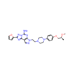 CO[C@@H](C)COc1ccc(N2CCN(CCn3ncc4c3nc(N)n3nc(-c5ccco5)nc43)CC2)cc1 ZINC000096900549