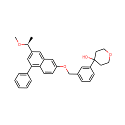 CO[C@@H](C)c1cc(-c2ccccc2)c2ccc(OCc3cccc(C4(O)CCOCC4)c3)cc2c1 ZINC000013759156