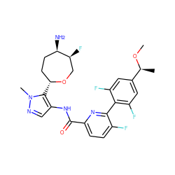 CO[C@@H](C)c1cc(F)c(-c2nc(C(=O)Nc3cnn(C)c3[C@@H]3CC[C@@H](N)[C@@H](F)CO3)ccc2F)c(F)c1 ZINC000205652899