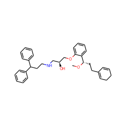 CO[C@@H](CCC1=CCCC=C1)c1ccccc1OC[C@@H](O)CNCCC(c1ccccc1)c1ccccc1 ZINC000028636184