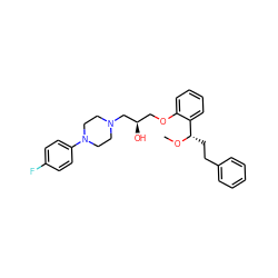 CO[C@@H](CCc1ccccc1)c1ccccc1OC[C@@H](O)CN1CCN(c2ccc(F)cc2)CC1 ZINC000013529092