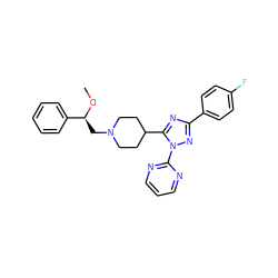 CO[C@@H](CN1CCC(c2nc(-c3ccc(F)cc3)nn2-c2ncccn2)CC1)c1ccccc1 ZINC000204264841