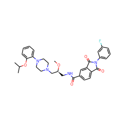 CO[C@@H](CNC(=O)c1ccc2c(c1)C(=O)N(c1cccc(F)c1)C2=O)CN1CCN(c2ccccc2OC(C)C)CC1 ZINC000026278665