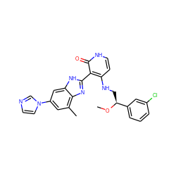 CO[C@@H](CNc1cc[nH]c(=O)c1-c1nc2c(C)cc(-n3ccnc3)cc2[nH]1)c1cccc(Cl)c1 ZINC000028703580