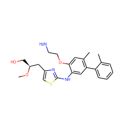 CO[C@@H](CO)Cc1csc(Nc2cc(-c3ccccc3C)c(C)cc2OCCN)n1 ZINC000653885971