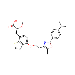 CO[C@@H](Cc1ccc(OCCc2nc(-c3ccc(C(C)C)cc3)oc2C)c2ccsc12)C(=O)O ZINC000040940615