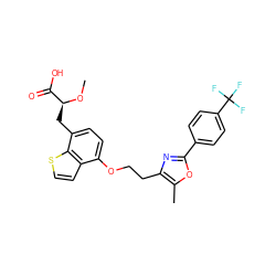 CO[C@@H](Cc1ccc(OCCc2nc(-c3ccc(C(F)(F)F)cc3)oc2C)c2ccsc12)C(=O)O ZINC000040420651