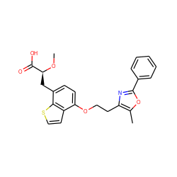 CO[C@@H](Cc1ccc(OCCc2nc(-c3ccccc3)oc2C)c2ccsc12)C(=O)O ZINC000049573657