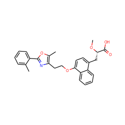 CO[C@@H](Cc1ccc(OCCc2nc(-c3ccccc3C)oc2C)c2ccccc12)C(=O)O ZINC000040938009