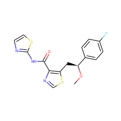 CO[C@@H](Cc1scnc1C(=O)Nc1nccs1)c1ccc(F)cc1 ZINC000028455335