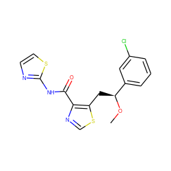 CO[C@@H](Cc1scnc1C(=O)Nc1nccs1)c1cccc(Cl)c1 ZINC000028462038