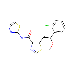 CO[C@@H](Cc1scnc1C(=O)Nc1nccs1)c1ccccc1Cl ZINC000028462043