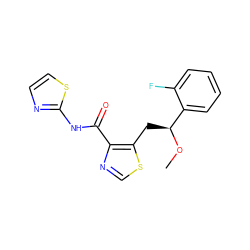 CO[C@@H](Cc1scnc1C(=O)Nc1nccs1)c1ccccc1F ZINC000028469525