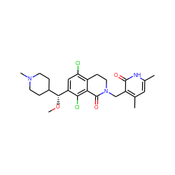 CO[C@@H](c1cc(Cl)c2c(c1Cl)C(=O)N(Cc1c(C)cc(C)[nH]c1=O)CC2)C1CCN(C)CC1 ZINC001772655116