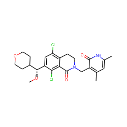 CO[C@@H](c1cc(Cl)c2c(c1Cl)C(=O)N(Cc1c(C)cc(C)[nH]c1=O)CC2)C1CCOCC1 ZINC001772620817