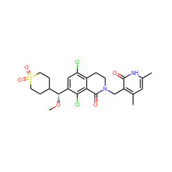 CO[C@@H](c1cc(Cl)c2c(c1Cl)C(=O)N(Cc1c(C)cc(C)[nH]c1=O)CC2)C1CCS(=O)(=O)CC1 ZINC001772617561