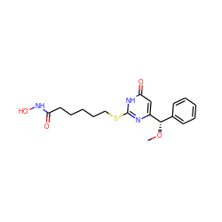 CO[C@@H](c1ccccc1)c1cc(=O)[nH]c(SCCCCCC(=O)NO)n1 ZINC000035050408