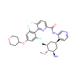 CO[C@@H]1[C@@H](C)C[C@@H](c2ccncc2NC(=O)c2ccc(F)c(-c3c(F)cc(OC4CCOCC4)cc3F)n2)C[C@H]1N ZINC000261115826