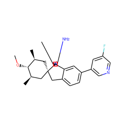 CO[C@@H]1[C@@H](C)C[C@]2(Cc3ccc(-c4cncc(F)c4)cc3[C@@]23N=C(C)C(N)=N3)C[C@H]1C ZINC001772609807