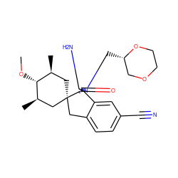 CO[C@@H]1[C@@H](C)C[C@]2(Cc3ccc(C#N)cc3[C@]23N=C(N)N(C[C@H]2COCCO2)C3=O)C[C@H]1C ZINC000143441144