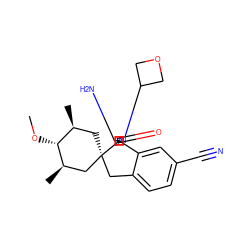 CO[C@@H]1[C@@H](C)C[C@]2(Cc3ccc(C#N)cc3[C@]23N=C(N)N(C2COC2)C3=O)C[C@H]1C ZINC000143440933