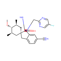 CO[C@@H]1[C@@H](C)C[C@]2(Cc3ccc(C#N)cc3[C@]23N=C(N)N(Cc2ncc(F)cn2)C3=O)C[C@H]1C ZINC000143459953