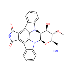 CO[C@@H]1[C@@H](CN)O[C@@H]2[C@H]([C@H]1O)n1c3ccccc3c3c4c(c5c6ccccc6n2c5c31)C(=O)NC4=O ZINC000028762404