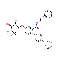 CO[C@@H]1[C@@H](O)[C@@H](O)[C@H](Oc2ccc(-c3ccc(-c4ccccc4)cc3)c(C(=O)NCCc3ccccc3)c2)OC1(C)C ZINC000059784786