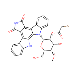 CO[C@@H]1[C@H](CO)O[C@H](n2c3ccccc3c3c4c(c5c6ccccc6[nH]c5c32)C(=O)NC4=O)[C@H](OC(=O)CBr)[C@@H]1O ZINC000043920176