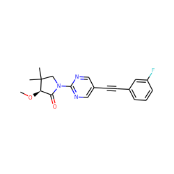 CO[C@@H]1C(=O)N(c2ncc(C#Cc3cccc(F)c3)cn2)CC1(C)C ZINC000144813434